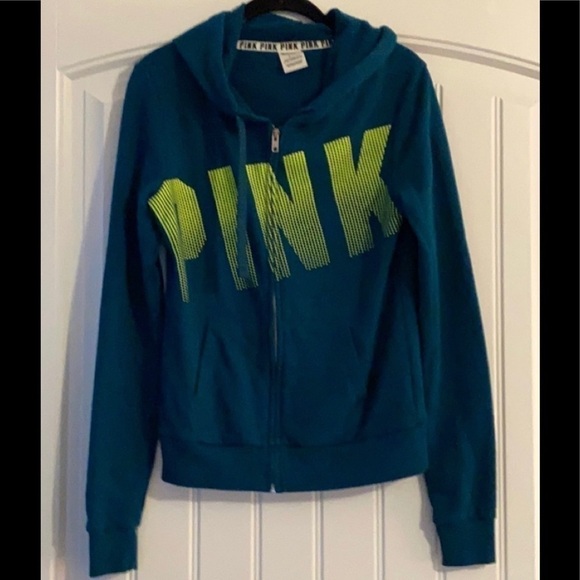 PINK Victoria’s Secret Logo Zip Up Hoodie Size Small - Picture 1 of 4